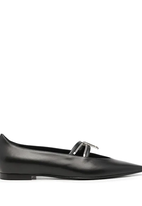 Off-White ballerinaskor med paperclip-detalj - Svart