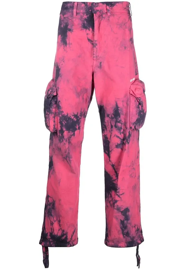 Off-White batikfärgade cargobyxor - Rosa