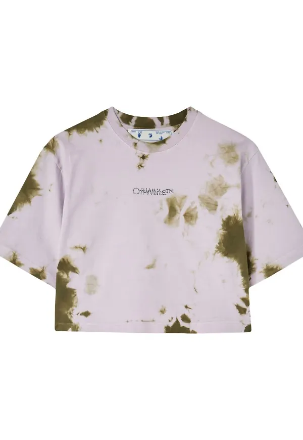 Off-White batikmönstrad croptop - Rosa