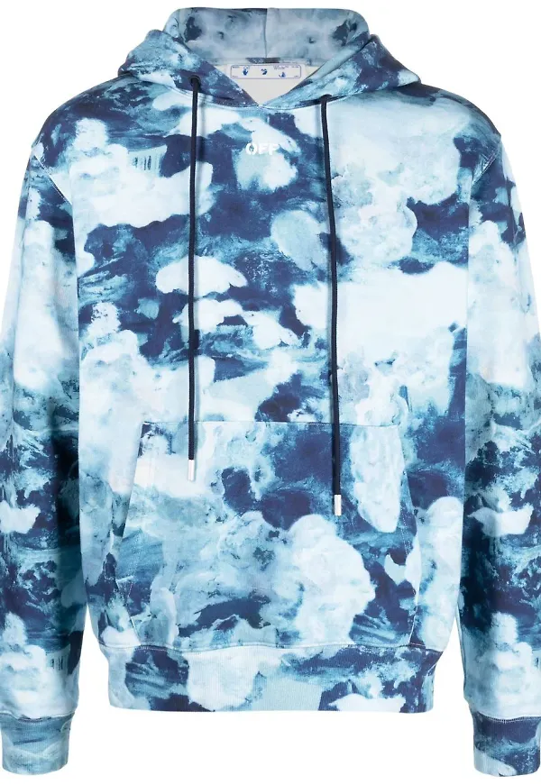 Off-White batikmönstrad huvtröja - Blå