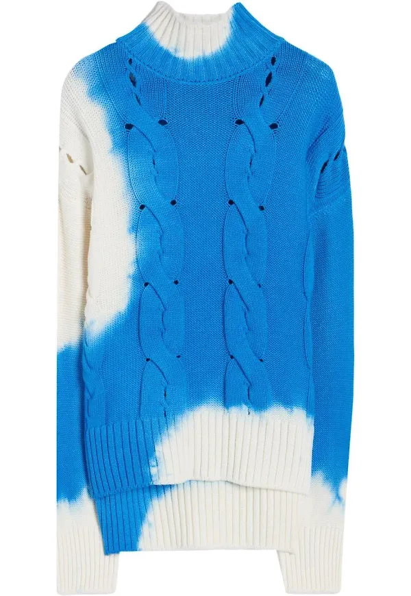 Off-White batikmönstrad kabelstickad tröja - Blå