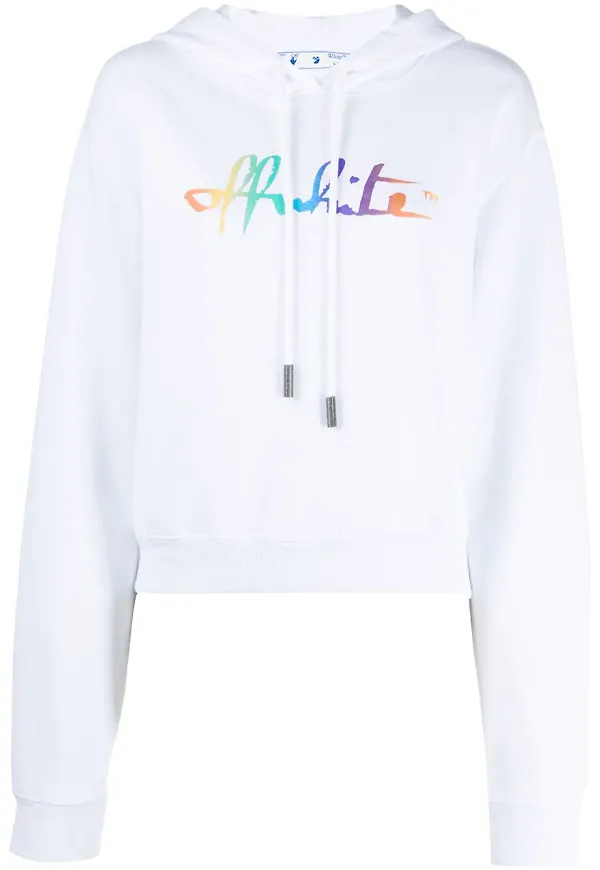 Off-White beskuren huvtröja - Vit