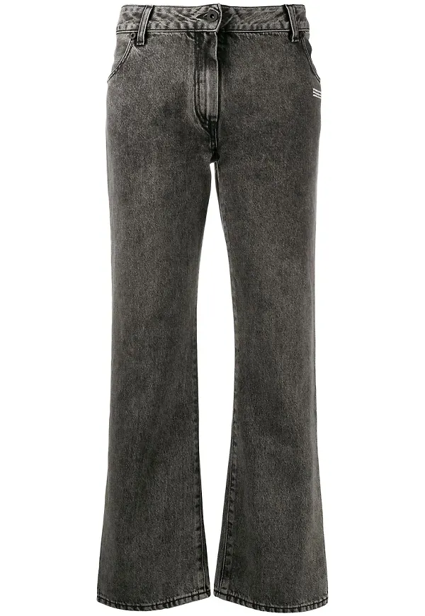 Off-White beskurna jeans - Svart