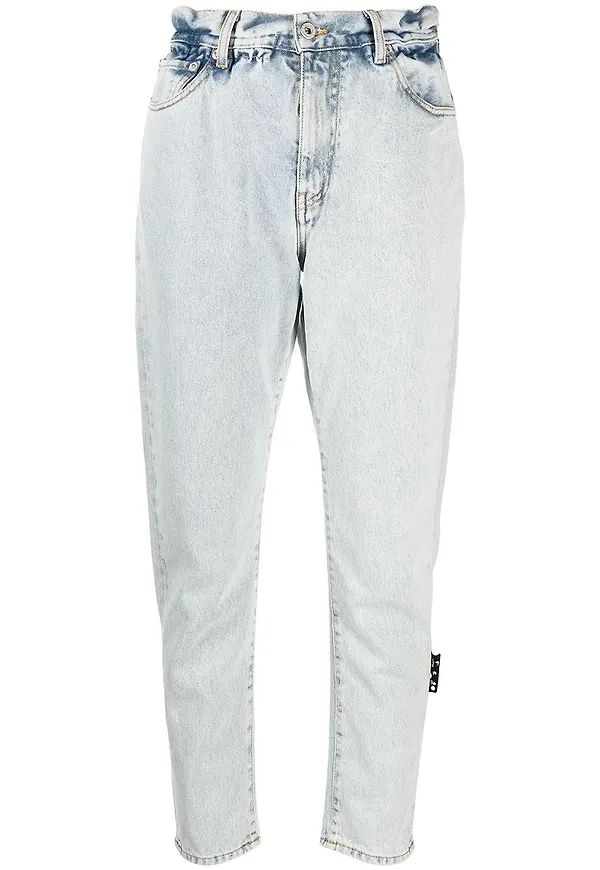 Off-White beskurna tapered-jeans - Blå