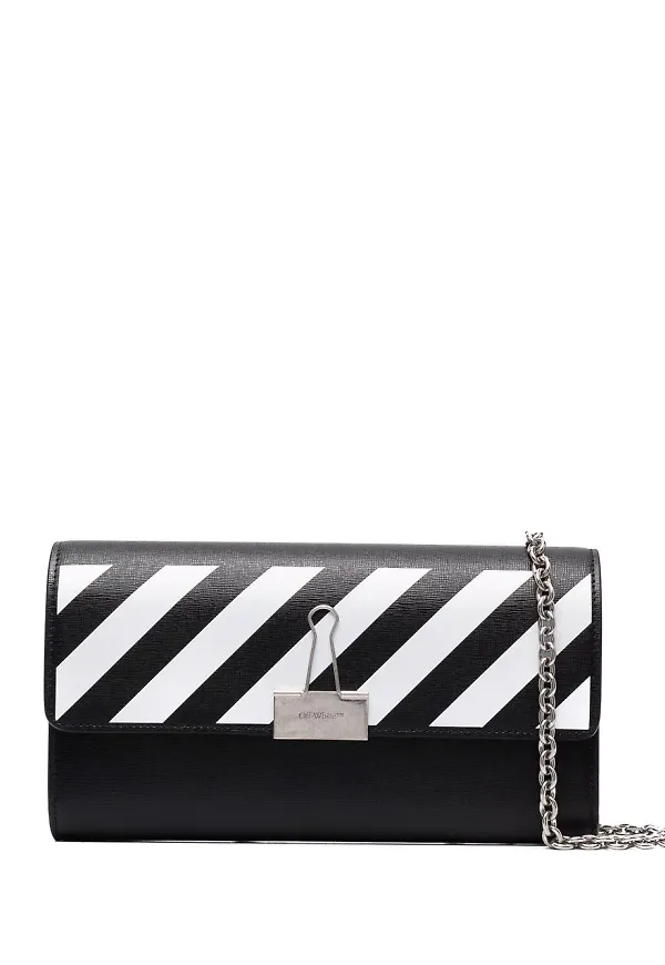 Off-White Binder axelväska med kedja - Svart