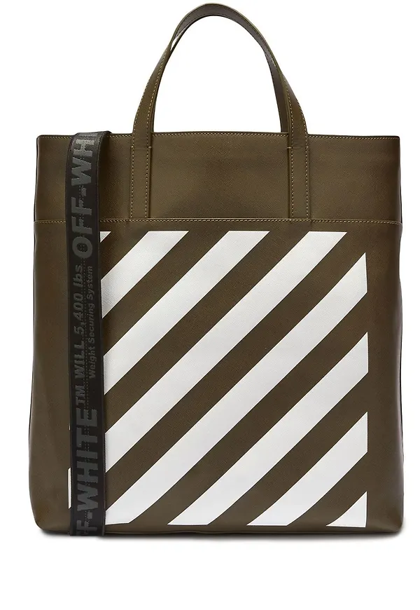 Off-White Binder Diag totebag - Grön