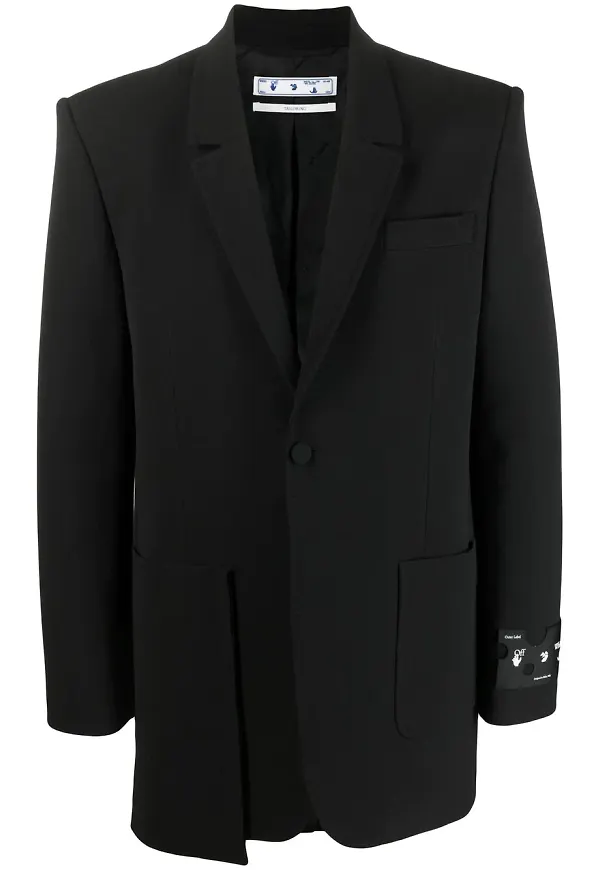 Off-White blazer med ficka - Svart