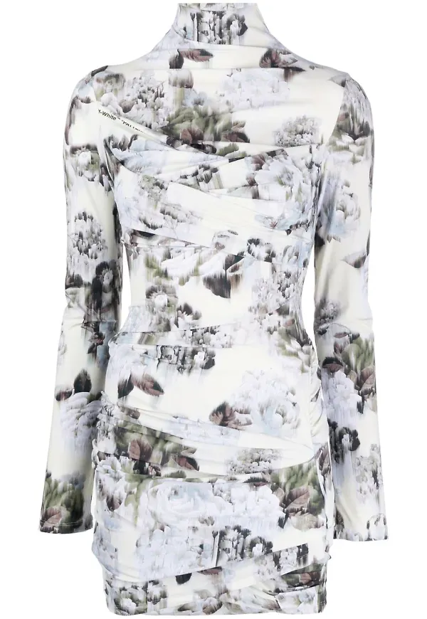 Off-White blommig bodycon-klänning - Grå