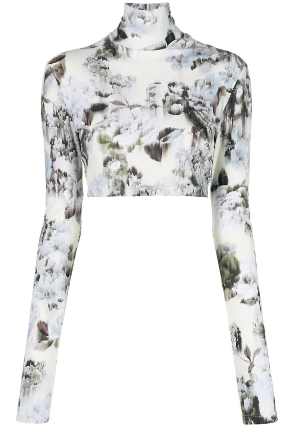 Off-White blommig croptop - Grå