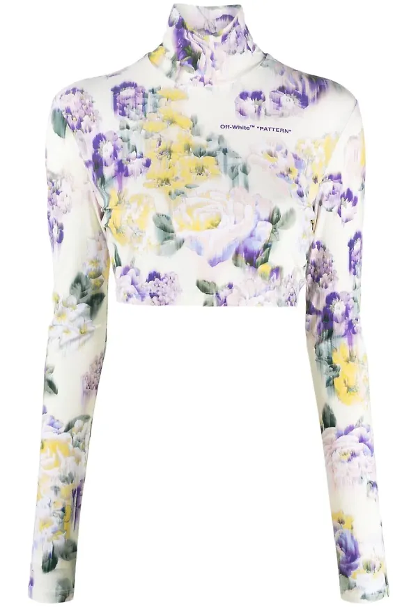 Off-White blommig croptop - Grön