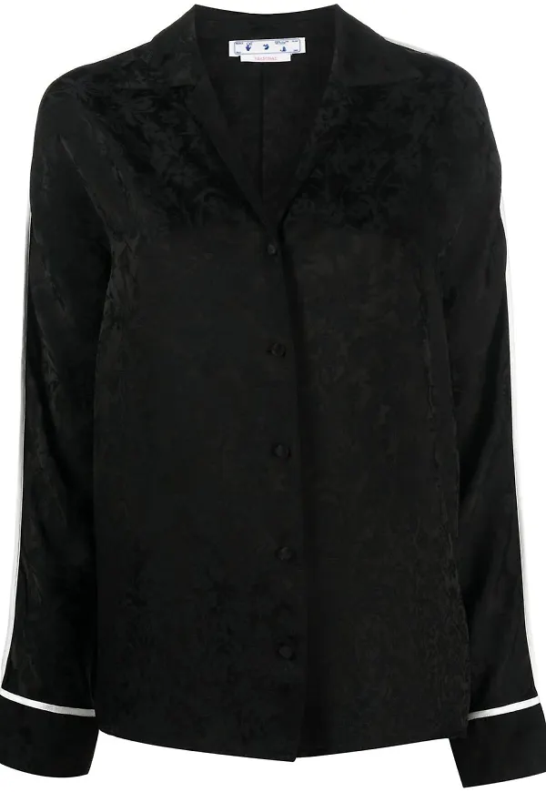 Off-White blommig v-ringad blus - Svart