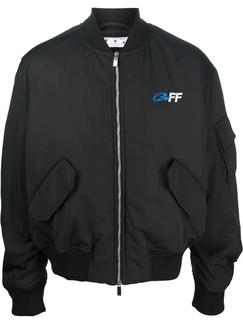 Off-White bomberjacka med broderad logotyp - Svart