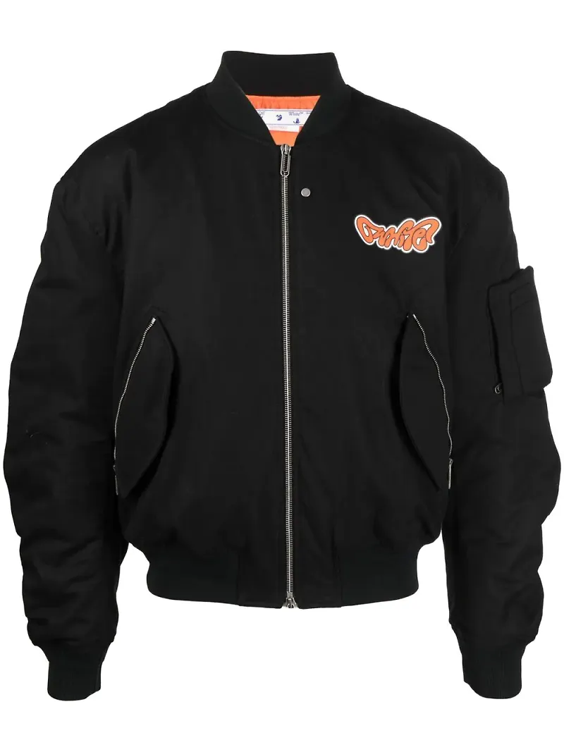 Off-White bomberjacka med logotyp - Svart