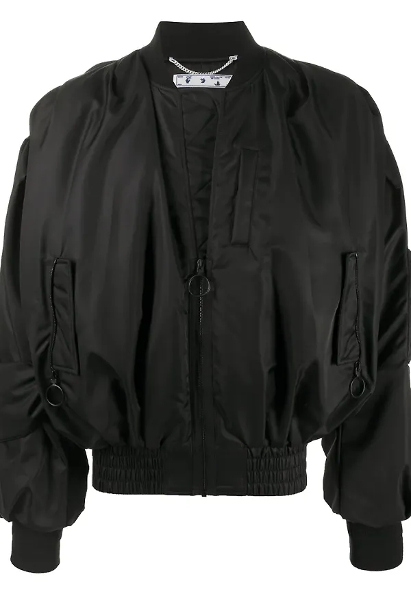 Off-White bomberjacka med Pascal-tryck - Svart