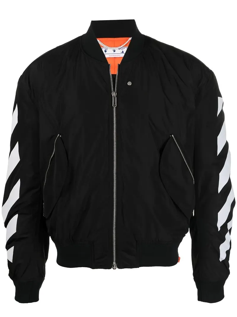 Off-White bomberjacka med tryck - Svart