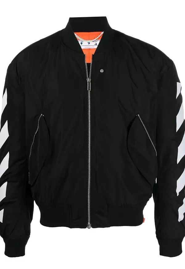 Off-White bomberjacka med tryck - Svart
