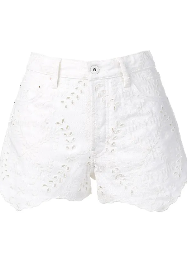 Off-White broderade jeansshorts - Vit