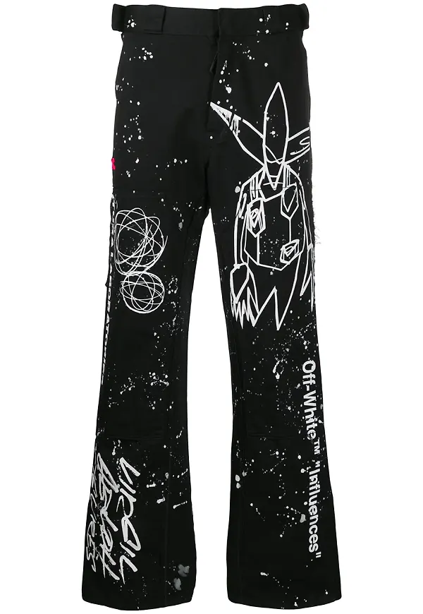 Off-White byxor med tryck - Svart