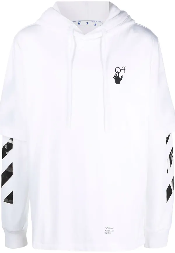Off-White Caravaggio Arrows skiktad hoodie - Vit