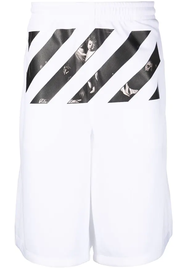 Off-White Caravaggio Diag träningsshorts - Vit