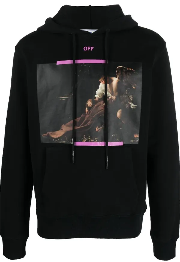 Off-White Caravaggio hoodie med tryck - Svart