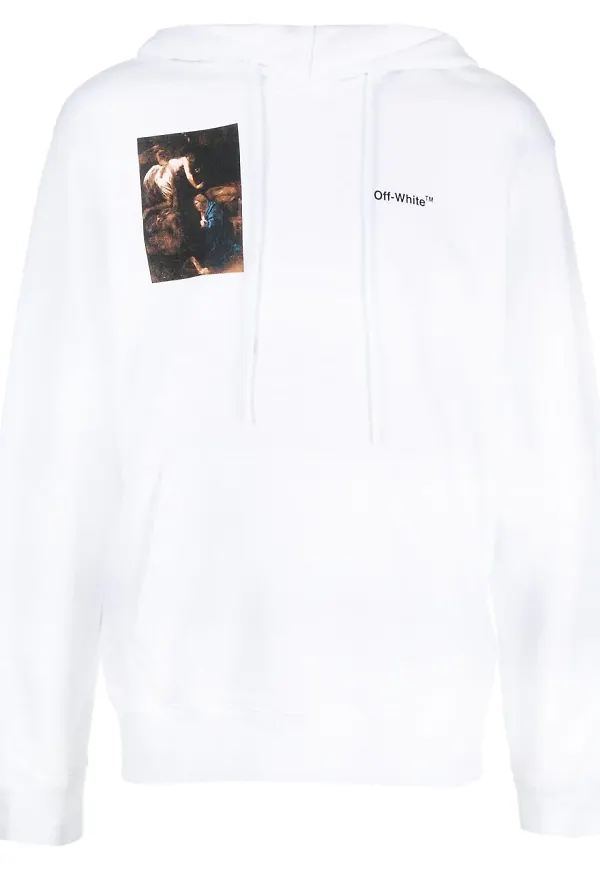Off-White Caravaggio hoodie med tryck - Vit