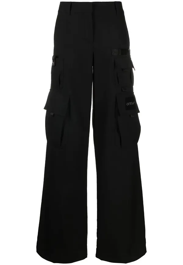 Off-White cargobyxor med vida ben - Svart