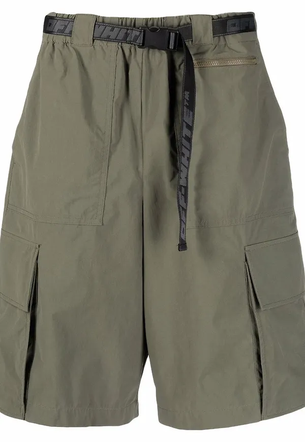 Off-White cargoshorts med bälte - Grön