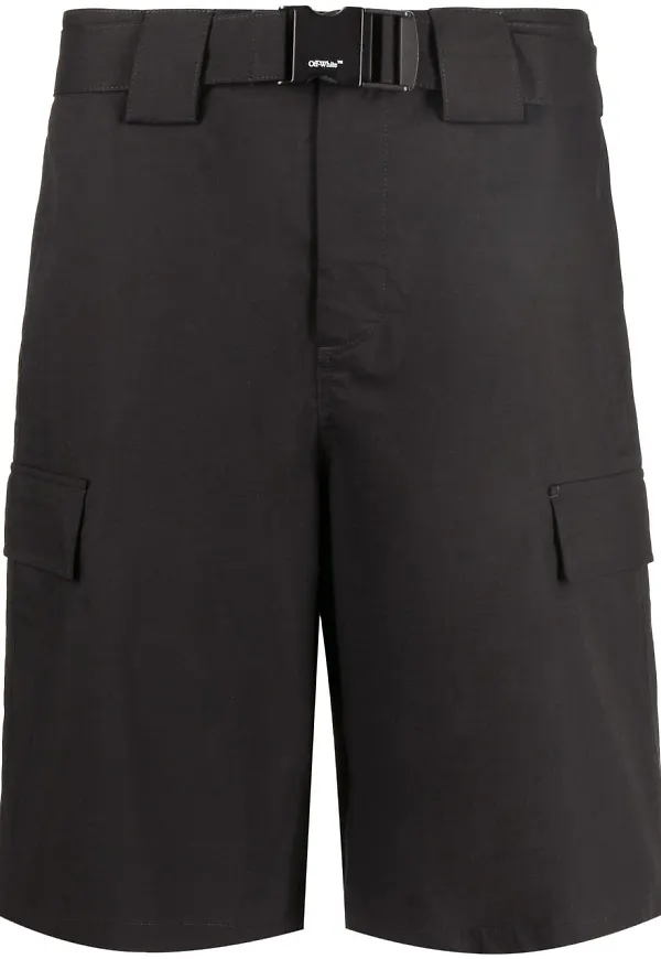 Off-White cargoshorts med spänne - Svart
