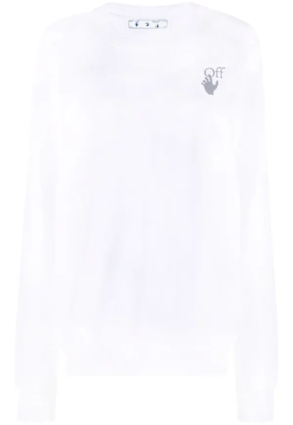 Off-White Chine Arrows sweatshirt med rundad hals - Vit