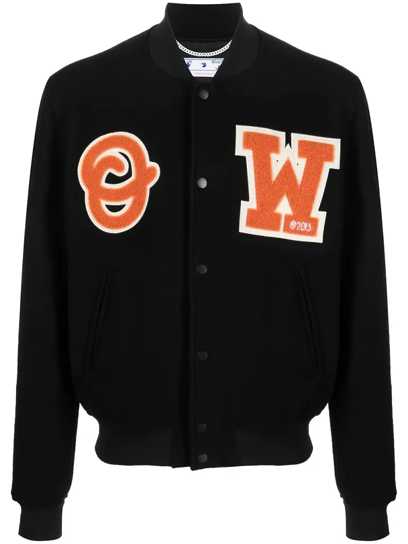 Off-White collegejacka med applikation - Svart