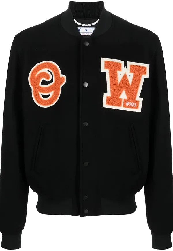 Off-White collegejacka med applikation - Svart