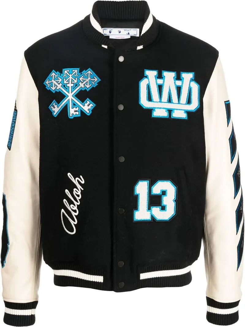 Off-White collegejacka med logotypmärke - Svart