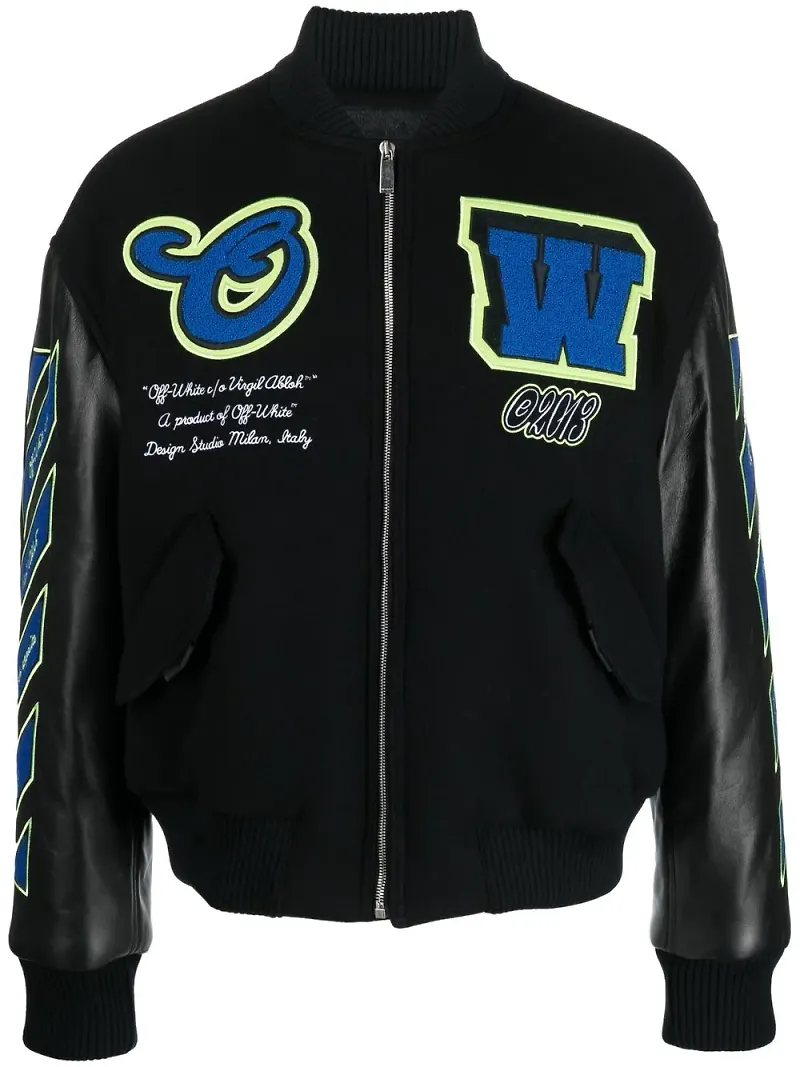 Off-White collegejacka med logotypmärke - Svart