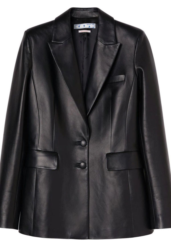Off-White Corporate enkelknäppt skinnblazer - Svart
