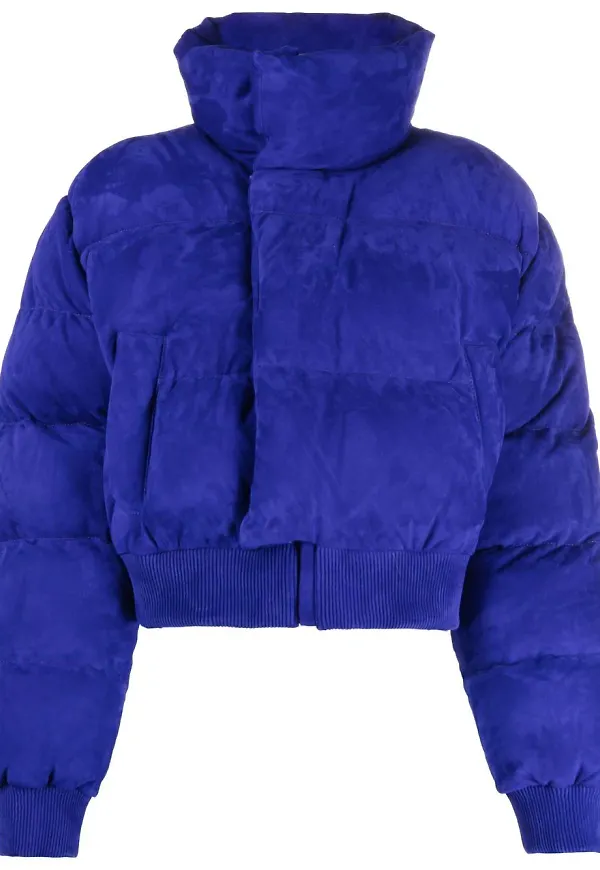 Off-White croppad puffjacka i mocka - Lila