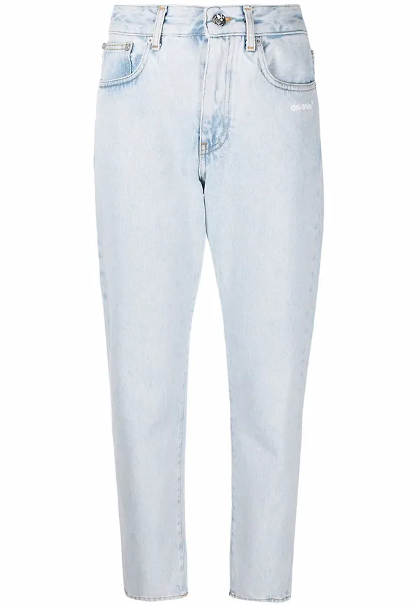 Off-White croppade jeans med tryck - Blå