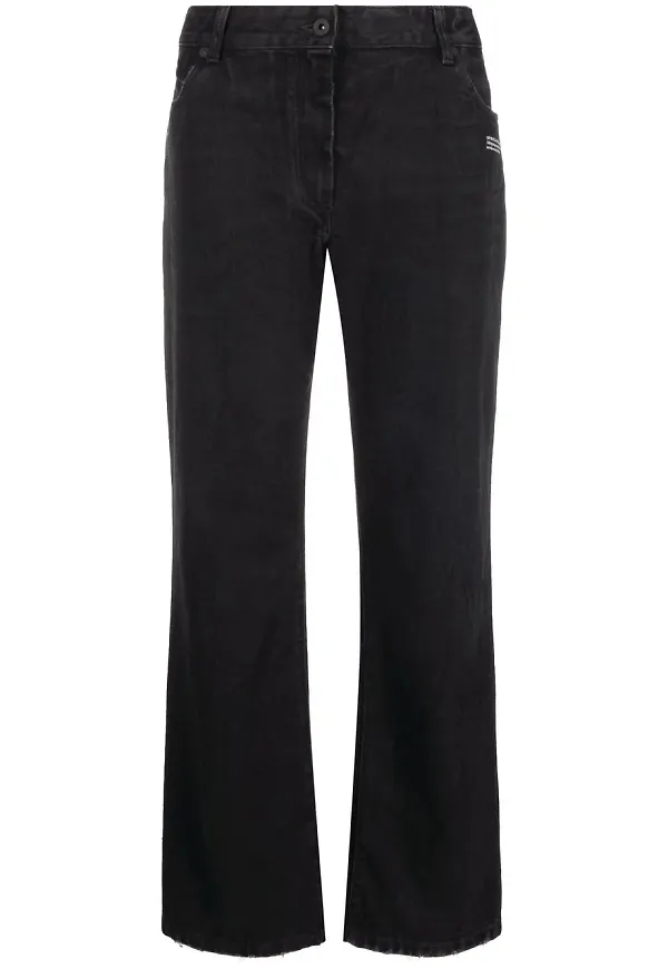 Off-White croppade straight-jeans - Svart