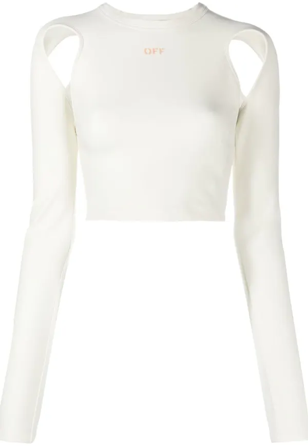 Off-White croptop med utskuren detalj - Vit