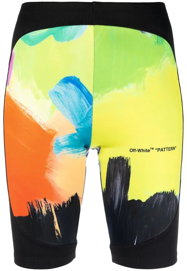 Off-White cykelshorts med penseldrag - Svart