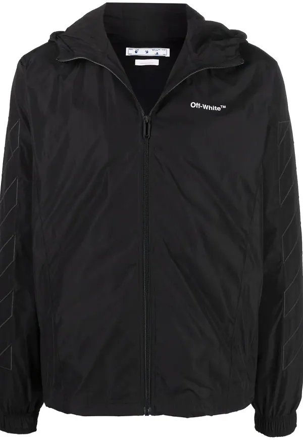 Off-White Diag hoodie med dragkedja - Svart