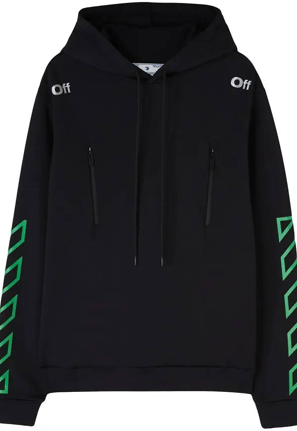 Off-White Diag hoodie med ficka - Svart