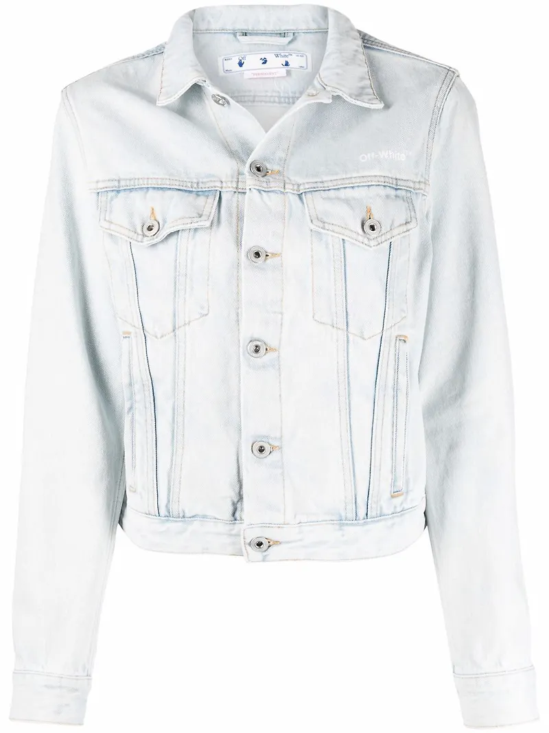 Off-White Diag jeansjacka med tryck - Blå