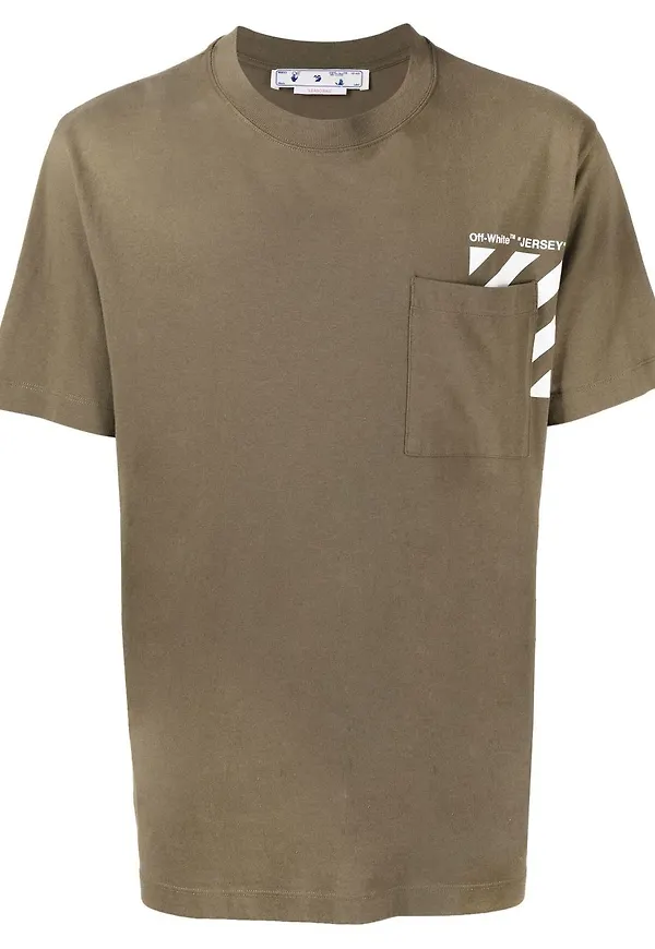 Off-White Diag randig t-shirt - Grön