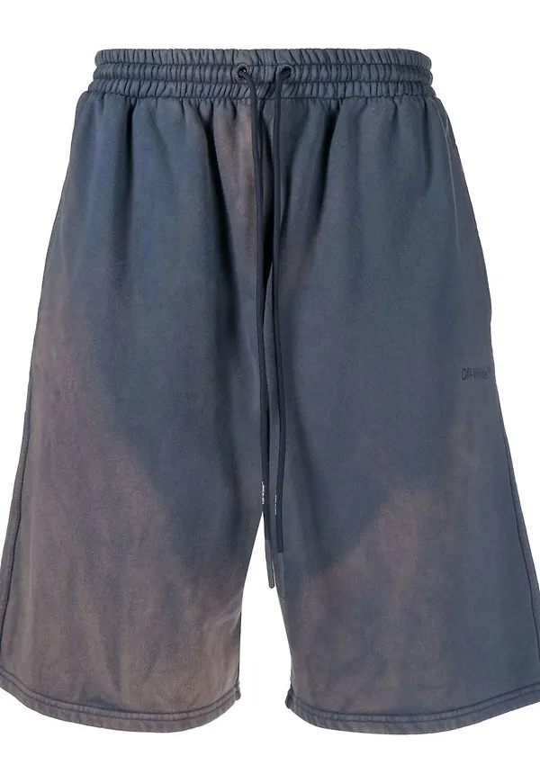 Off-White Diag randiga bomullsshorts - Blå