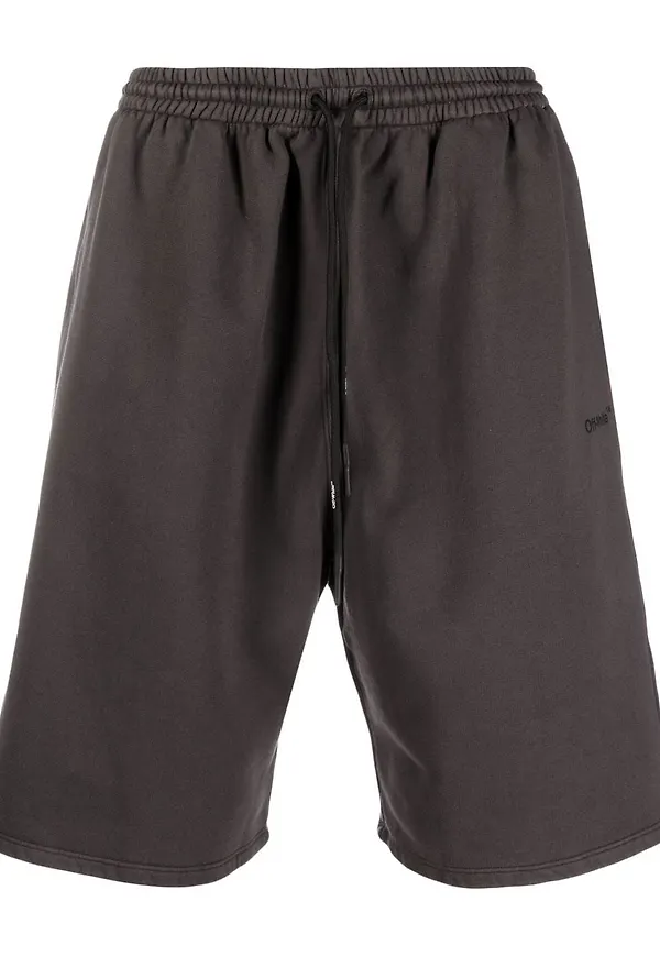 Off-White Diag randiga bomullsshorts - Grå