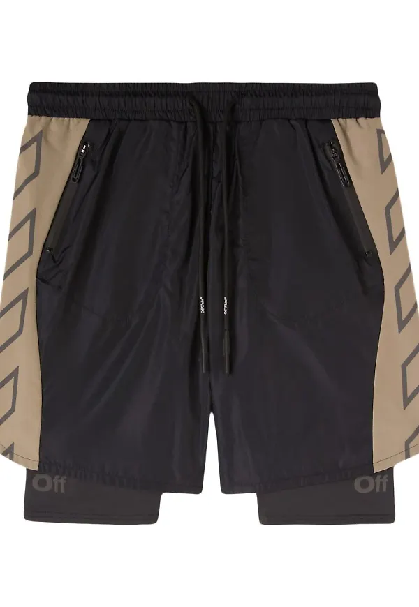 Off-White Diag randiga shorts - Grå