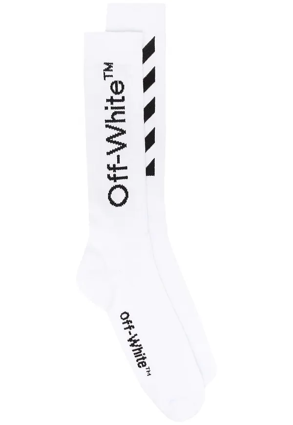 Off-White Diag randiga strumpor - Vit