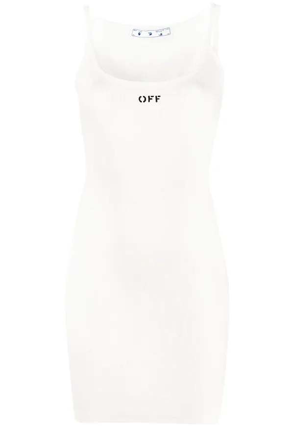 Off-White enkel ribbad klänning - Vit