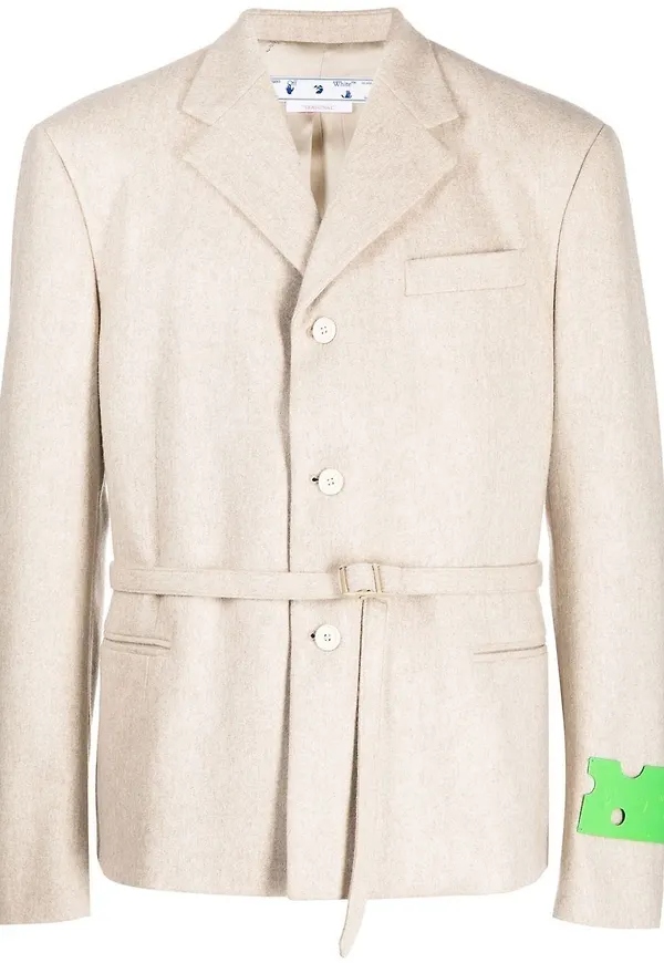 Off-White enkelknäppt blazer med spänne - Neutral